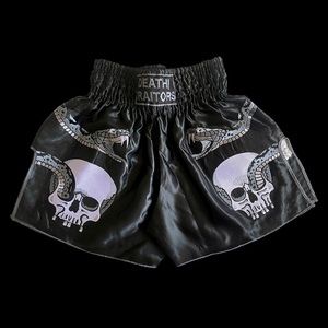 Embroidered Skull & Snakes Muay Thai Shorts - Death Traitors